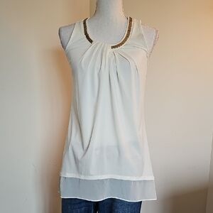 WHBM Elegant White Sleeveless Top